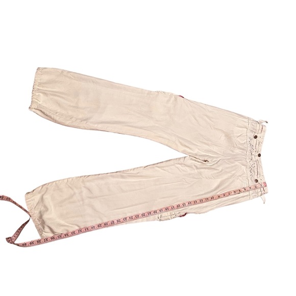 Vintage Da nang White Silk Corgo Pants with Studded Cargo Pockets - Picture 8 of 16